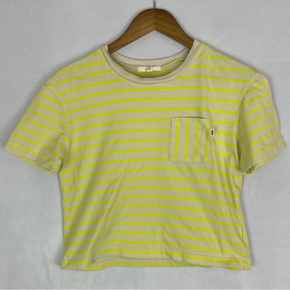 Vans Womens Mini Check Top Lemon Tonic semi cropped t-shirt xs - Picture 9 of 14